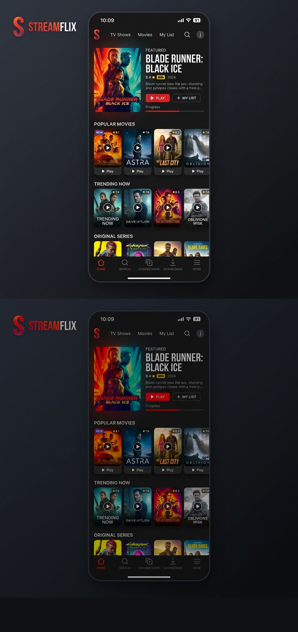 Video Streaming & OTT Platforms. App Mockup